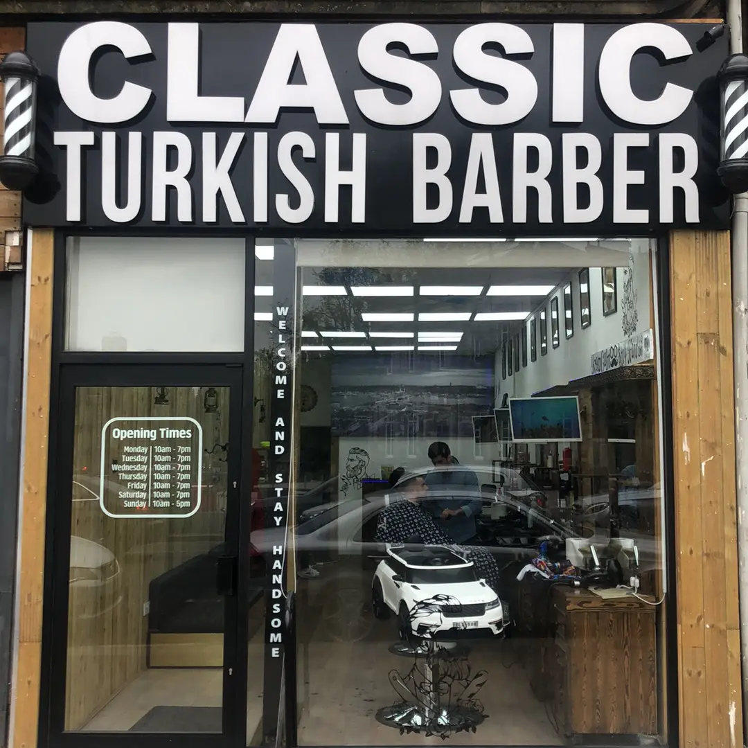 Classic Turkish Barbers shopfront, Pollokshaws Road, Glasgow